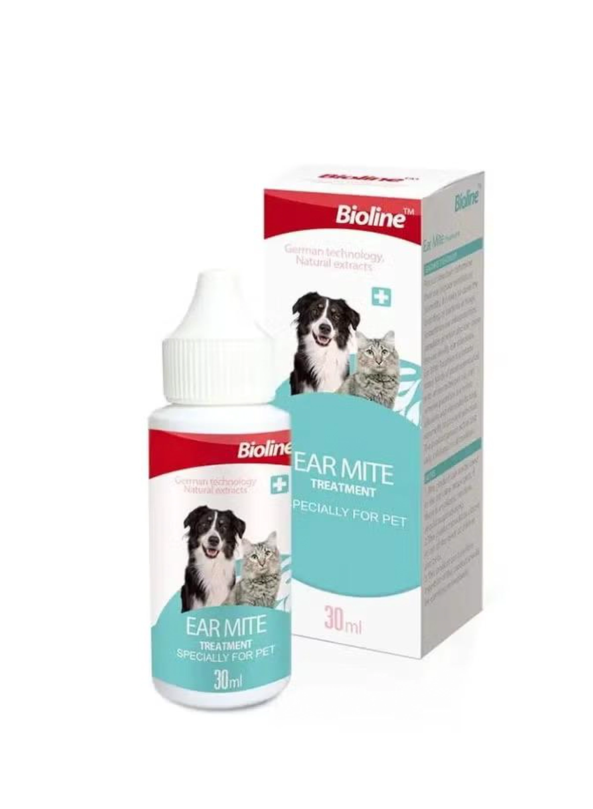  Bioline Ear Mite Treatment for Dogs & Cats | 30ml Pet Ear Cleaner Solution | Anti-Itch, Mite Removal Drops | Safe, Natural Formula | Vet-Recommended Pet Ear Hygiene Care for All Breeds