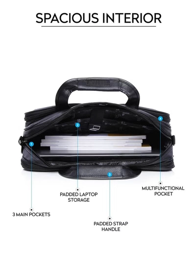 PARAJOHN Secure Business Professional Multi-Purpose Travel Laptop Bag with Hideaway Handles, Cross Shoulder Strap, Protective Padding / Office Bag, Macbook Bag-1