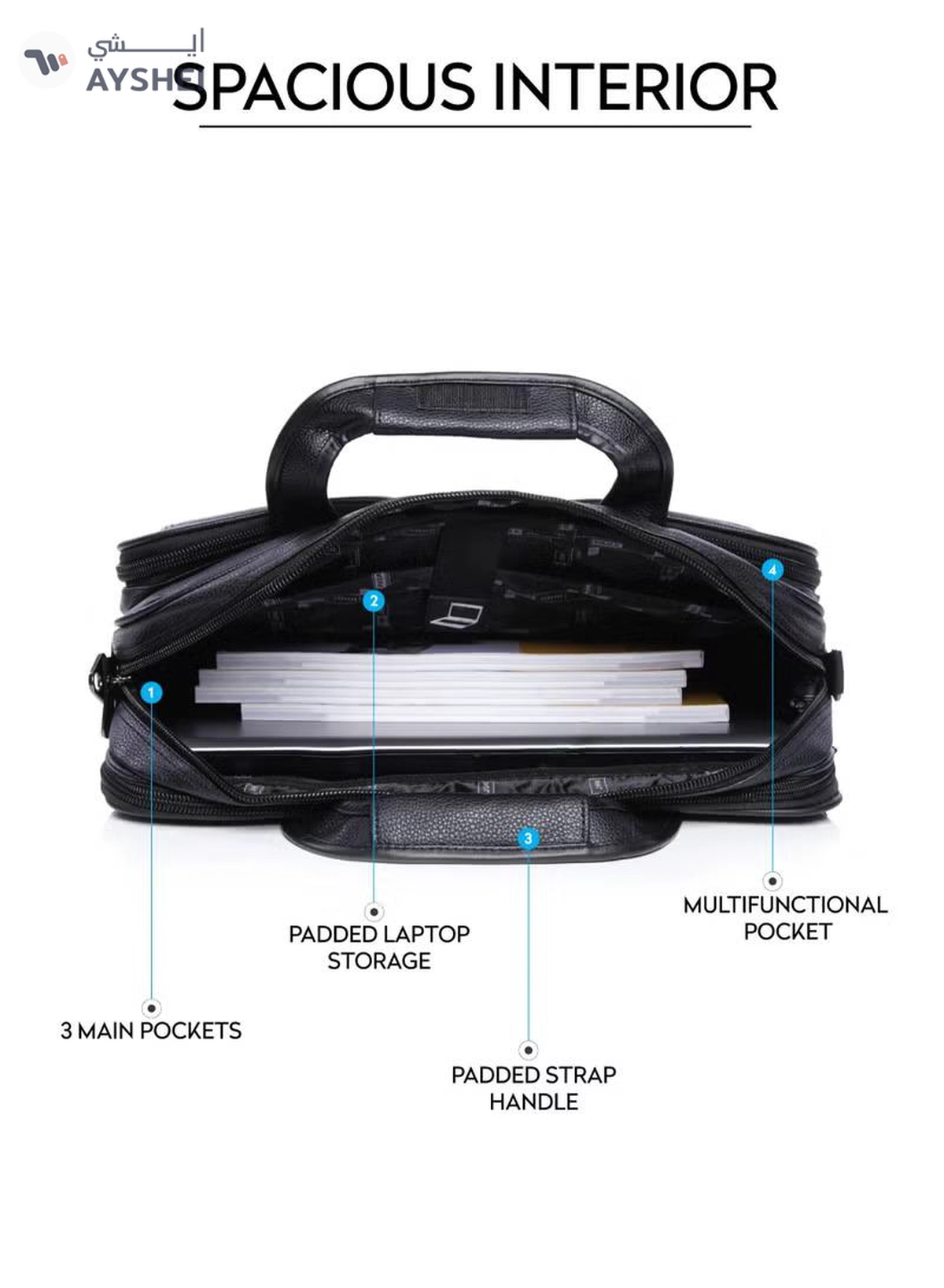 PARAJOHN Secure Business Professional Multi-Purpose Travel Laptop Bag with Hideaway Handles, Cross Shoulder Strap, Protective Padding / Office Bag, Macbook Bag-1-1