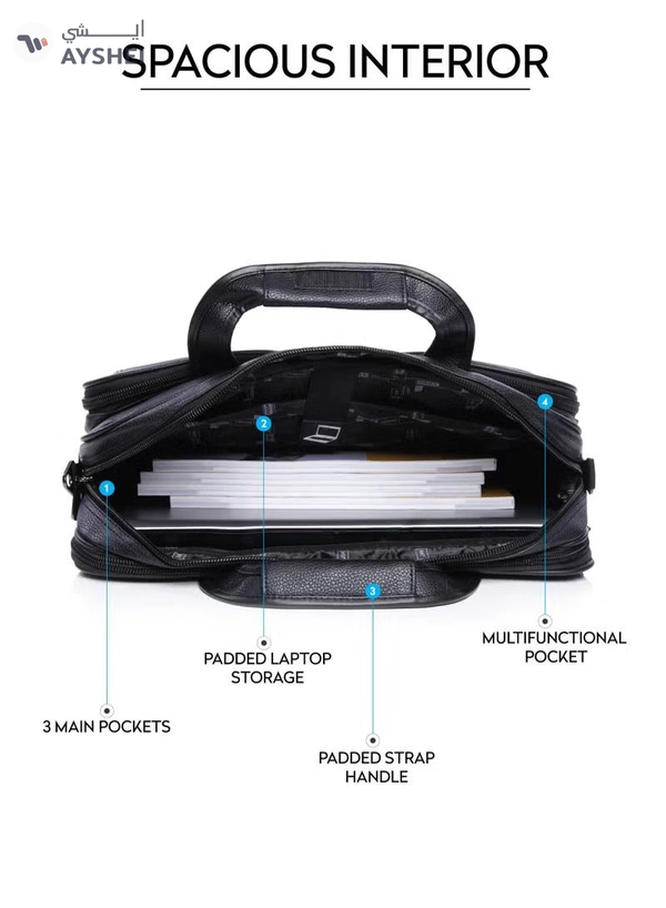 PARAJOHN Secure Business Professional Multi-Purpose Travel Laptop Bag with Hideaway Handles, Cross Shoulder Strap, Protective Padding / Office Bag, Macbook Bag