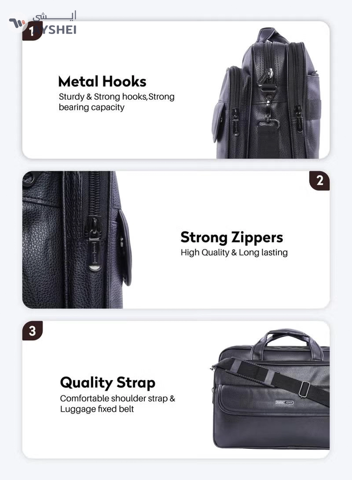 PARAJOHN Secure Business Professional Multi-Purpose Travel Laptop Bag with Hideaway Handles, Cross Shoulder Strap, Protective Padding / Office Bag, Macbook Bag-3-3