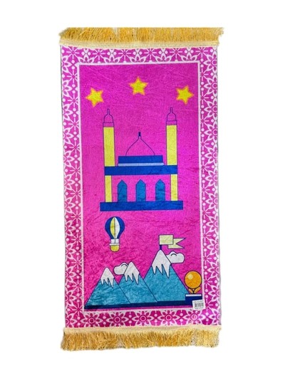 Generic Islamic Prayer Mat for Kids with Convenient Holding Bag-Pink-0