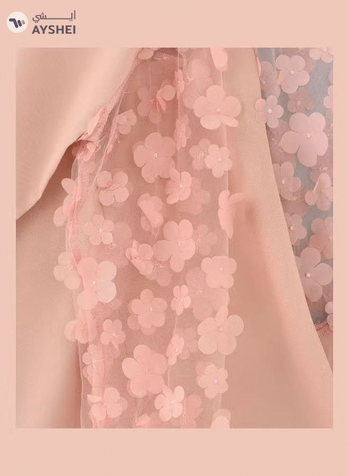  HASHQLO Flower Embellished Full Sleeve Short Dress Pink-3-3