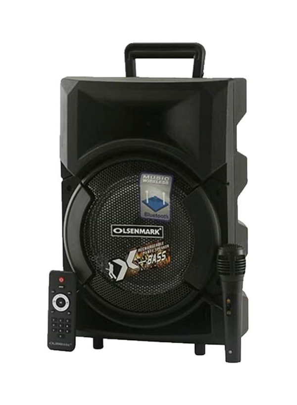 Olsenmark Rechargeable Trolley Speaker With Remote Control And Mic OMMS1178 Black
