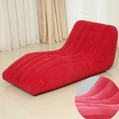 Inflatable Sofa Bed with Air Pump – Lunch Break Lounger, Lazy Folding Cushion, Creative Bean Bag Chair for Bedroom (Color: Red)-2