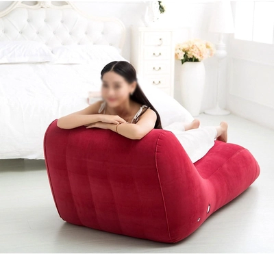 Inflatable Sofa Bed with Air Pump – Lunch Break Lounger, Lazy Folding Cushion, Creative Bean Bag Chair for Bedroom (Color: Red)-7