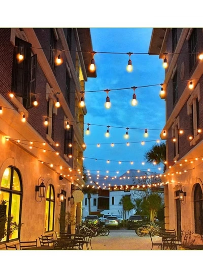 Yuwell Outdoor Waterproof IP65 Led String Lights E27 Holder 15 Meter Bulb Holder Wire For 30 Bulbs Solar Bulb Holder For Ramadan Decoration Lights And Outdoor Decoration Light Hanging Light String Wire Ramadan Light For Commercial Patio Garden & Porch Yard-3