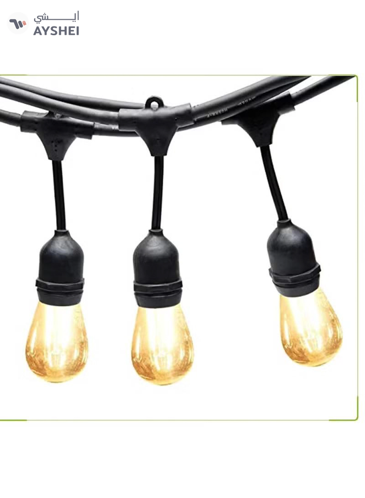Yuwell Outdoor Waterproof IP65 Led String Lights E27 Holder 15 Meter Bulb Holder Wire For 30 Bulbs Solar Bulb Holder For Ramadan Decoration Lights And Outdoor Decoration Light Hanging Light String Wire Ramadan Light For Commercial Patio Garden & Porch Yard-2-2