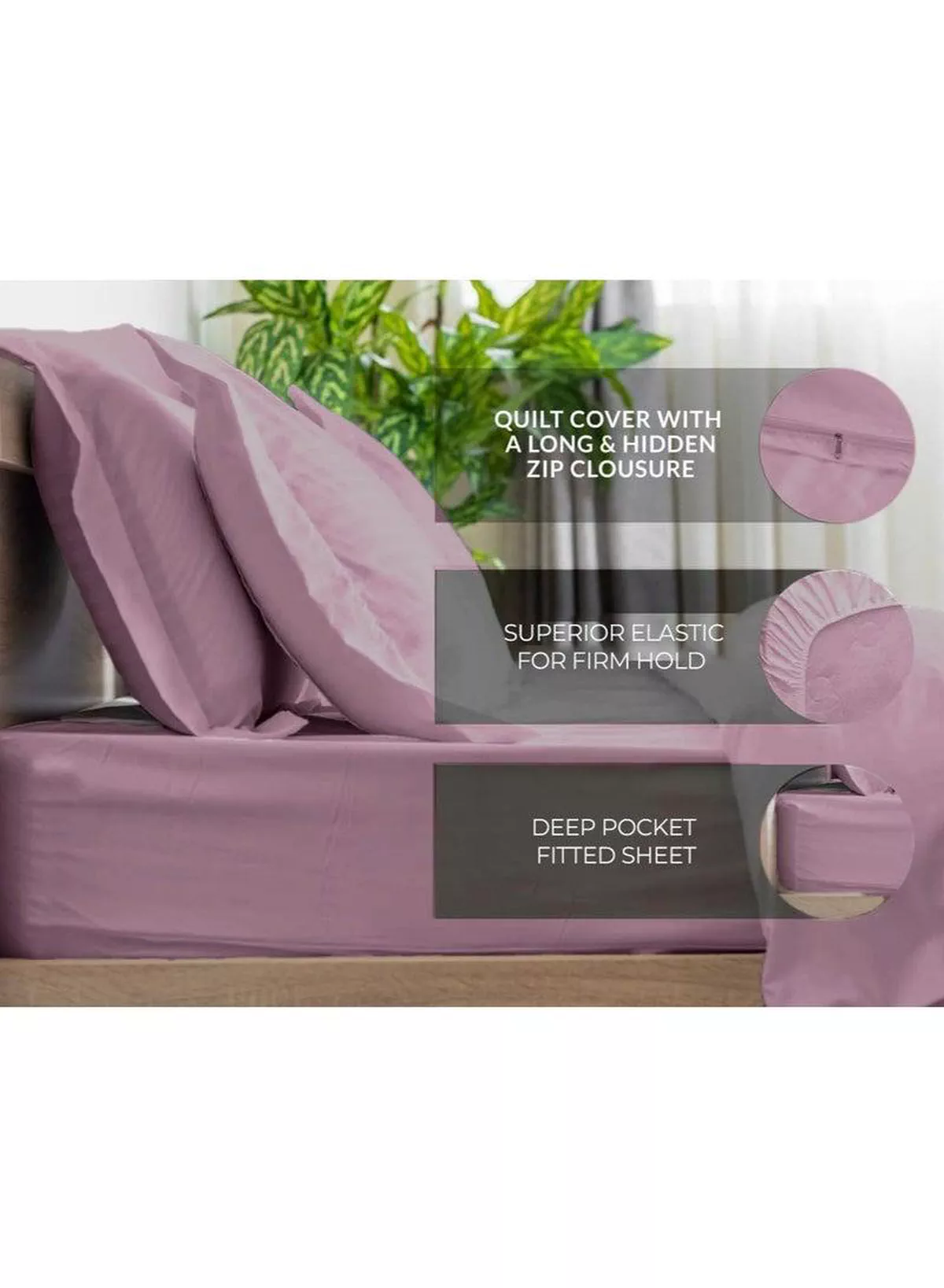 6 Piece Premium King Size Bedding Set, Pink Striped Design and High Quality Cotton Hotel Luxury Bedsheet, Soft Quilt Cover and Pillowcases-1-1