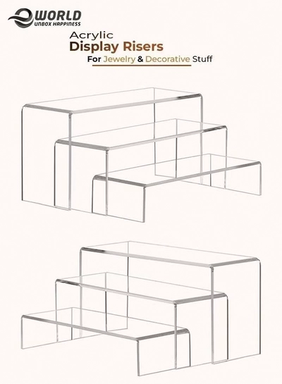 Eworld 6 Pack clear Acrylic Display Riser forjewelry and Decorative stuff-0