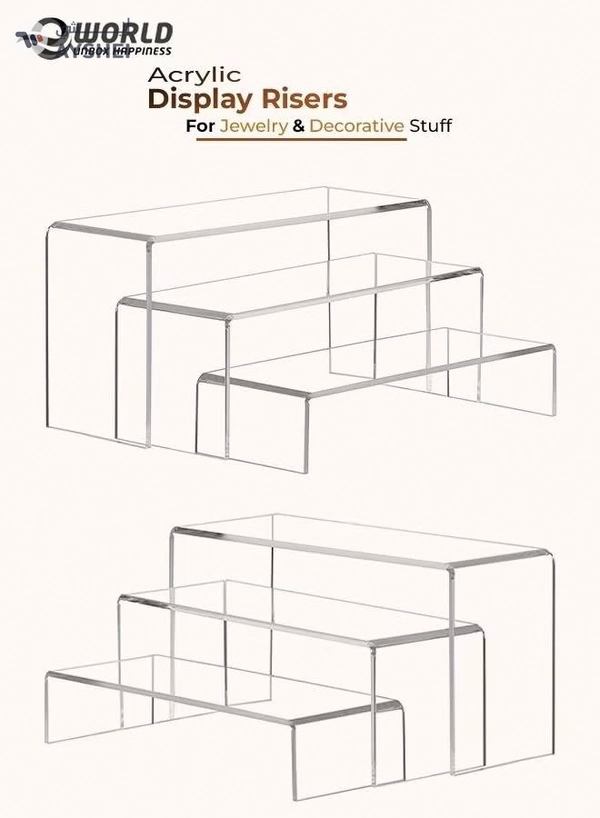 Eworld 6 Pack clear Acrylic Display Riser forjewelry and Decorative stuff
