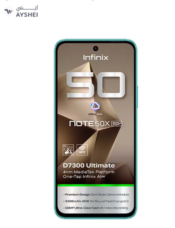 Infinix Note 50 X Dual SIM Sea Breeze Green 8+8GB RAM 256GB 5G - Middle East Version