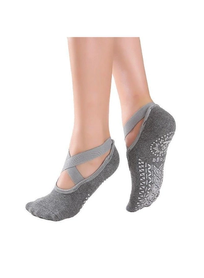 Women’s Pilates Grip Socks with Cross Strap Ballet Style, Anti-Slip Yoga Socks, Soft Comfortable Breathable Ankle Socks for Dance, Barre, Gym Workouts, Fitness Training, Stretching, Exercise and Indoor Use-4