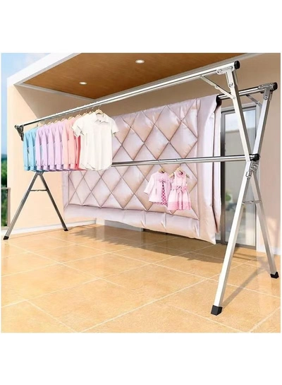 DubaiGallery Clothes Drying Rack for Laundry Foldable Free of Installation Adjustable Stainless Steel Garment Rack-1