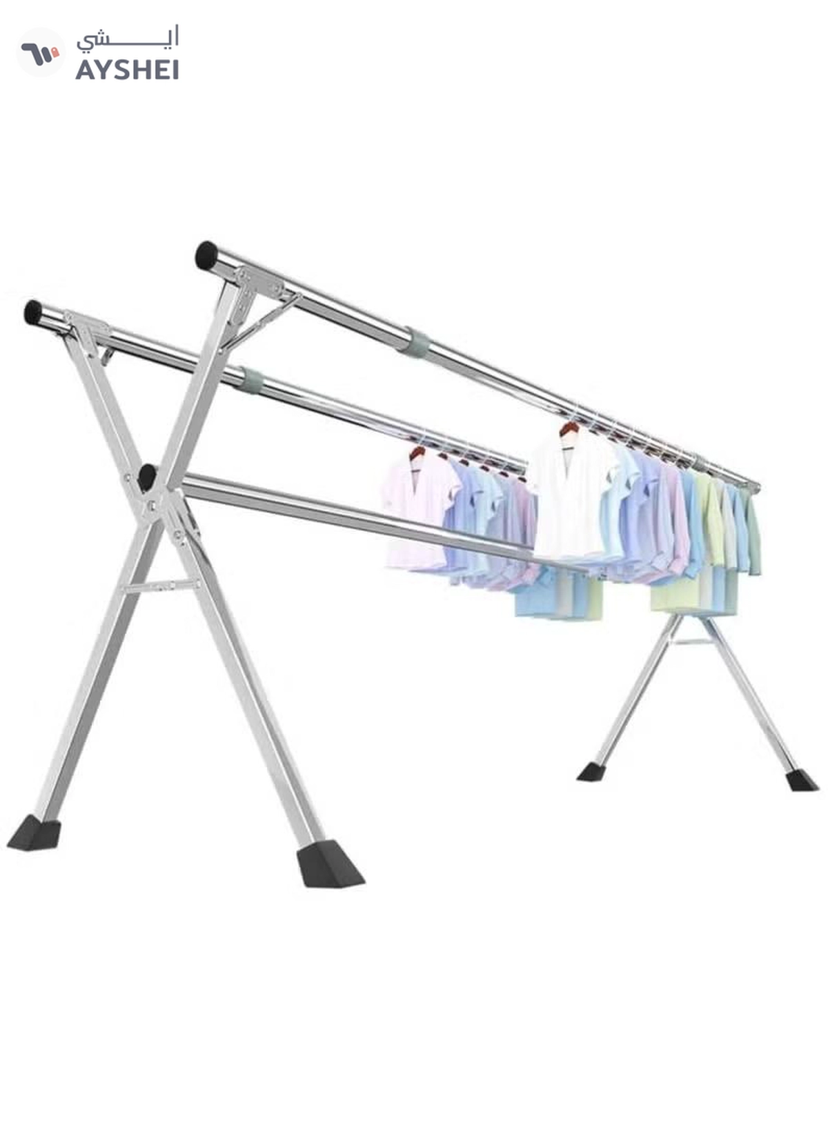 DubaiGallery Clothes Drying Rack for Laundry Foldable Free of Installation Adjustable Stainless Steel Garment Rack-2-2