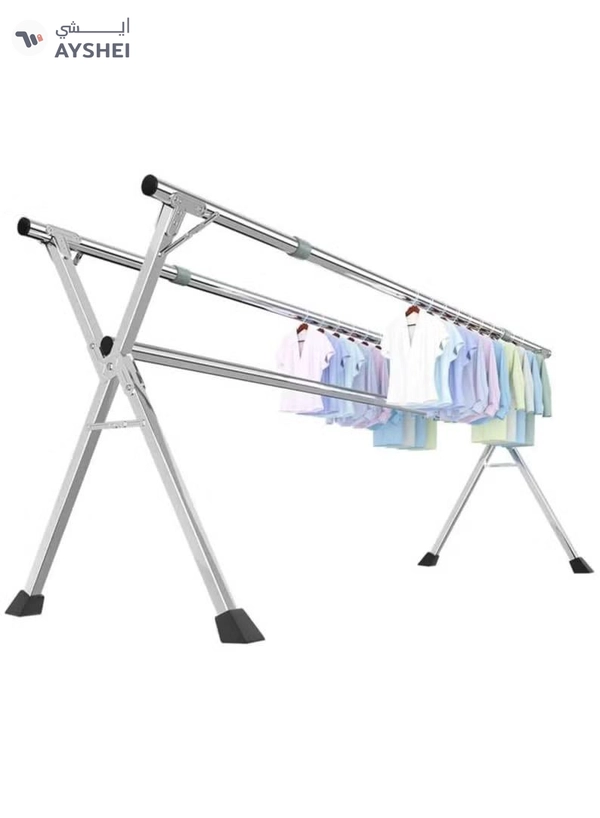 DubaiGallery Clothes Drying Rack for Laundry Foldable Free of Installation Adjustable Stainless Steel Garment Rack