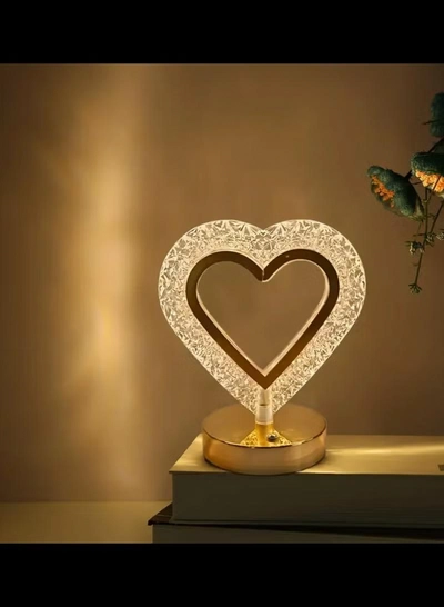 Yuwell Ramadan Lamp Crystal Table Lamp Heart Lamp With USB 3 Color Changing Option Crystal Lamp LED Light Lamp With 3 Light Intensities Tactile Switch Desk Lamp Ramadan Decoration Light-1