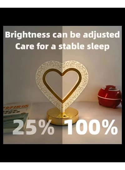 Yuwell Ramadan Lamp Crystal Table Lamp Heart Lamp With USB 3 Color Changing Option Crystal Lamp LED Light Lamp With 3 Light Intensities Tactile Switch Desk Lamp Ramadan Decoration Light-5