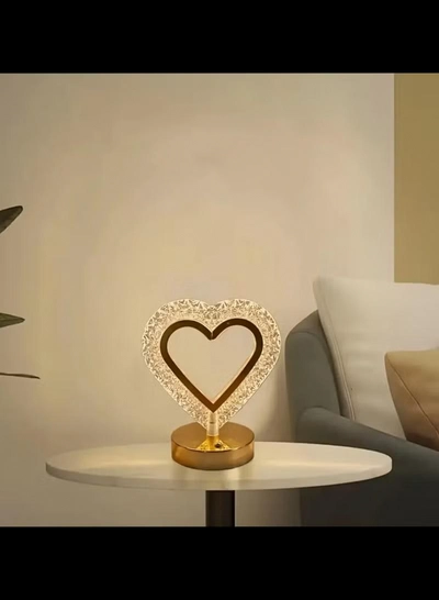 Yuwell Ramadan Lamp Crystal Table Lamp Heart Lamp With USB 3 Color Changing Option Crystal Lamp LED Light Lamp With 3 Light Intensities Tactile Switch Desk Lamp Ramadan Decoration Light-4