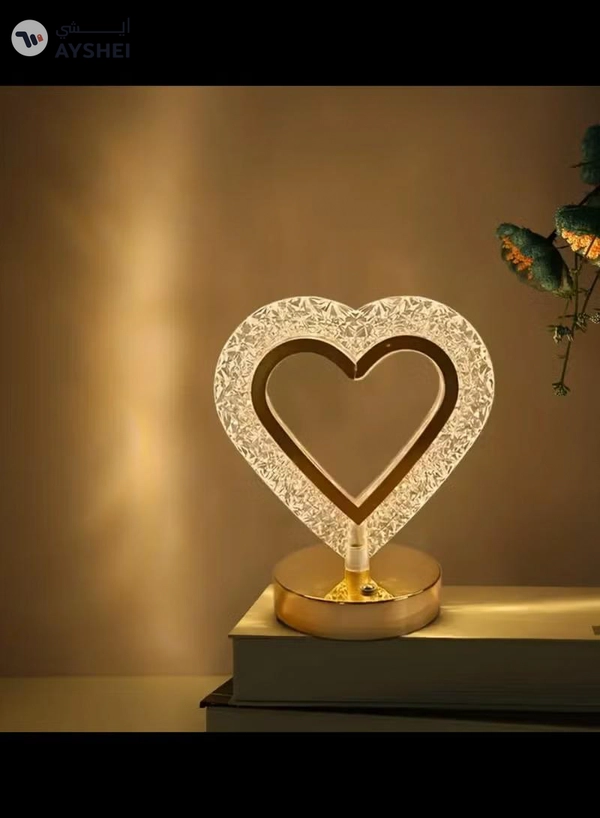 Yuwell Ramadan Lamp Crystal Table Lamp Heart Lamp With USB 3 Color Changing Option Crystal Lamp LED Light Lamp With 3 Light Intensities Tactile Switch Desk Lamp Ramadan Decoration Light