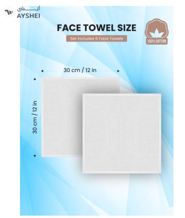 REZLAN Premium 6-Piece Washcloth Set - 100% Cotton
