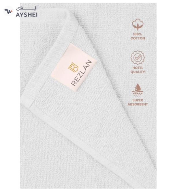 REZLAN Premium 6-Piece Washcloth Set - 100% Cotton