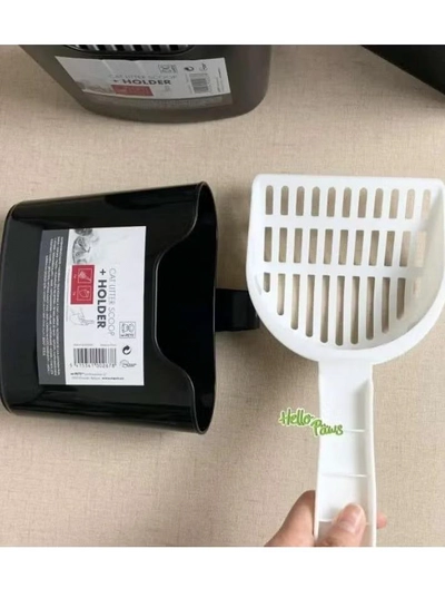 mpets Cat Litter Scoop + Holder Quality Plastic For Long Lasting Use, White-1