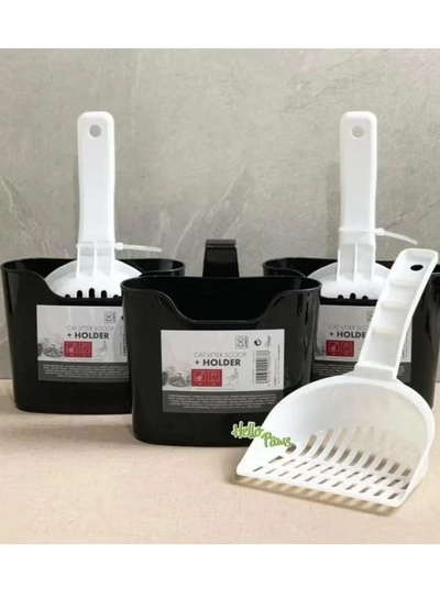 mpets Cat Litter Scoop + Holder Quality Plastic For Long Lasting Use, White-4