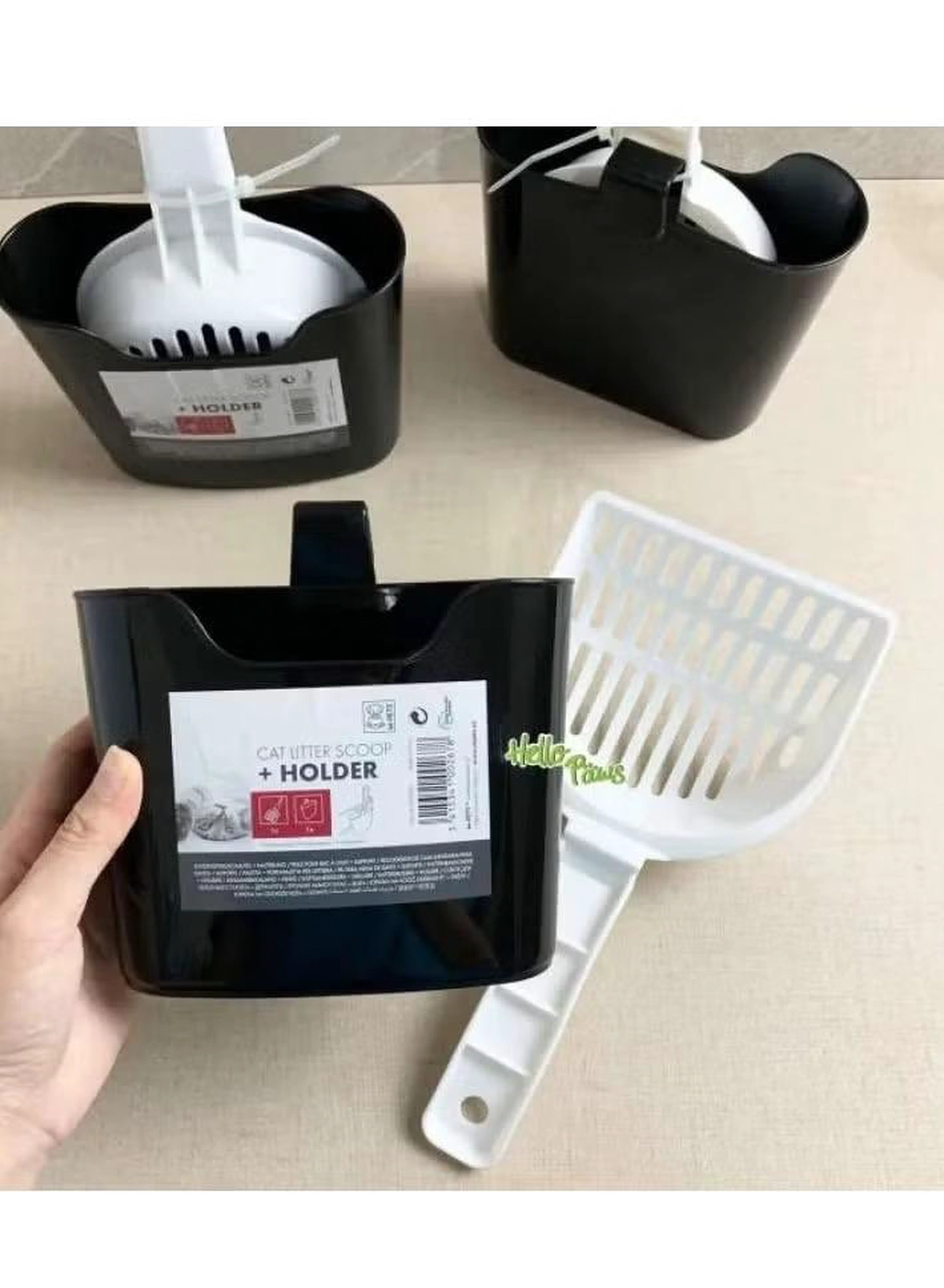 mpets Cat Litter Scoop + Holder Quality Plastic For Long Lasting Use, White-2-2