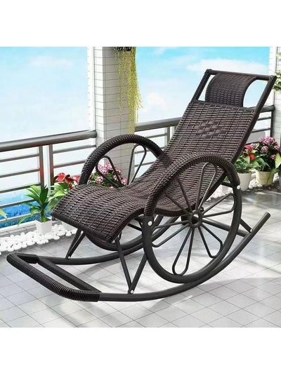 DubaiGallery Rocking Chair Recliner Adult Balcony Household Leisure Chair Outdoor Elderly Adult Nap Double Deck-2