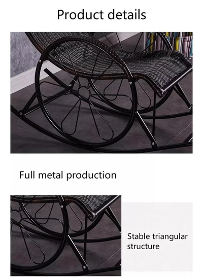 DubaiGallery Rocking Chair Recliner Adult Balcony Household Leisure Chair Outdoor Elderly Adult Nap Double Deck-4