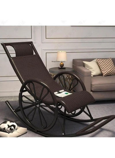DubaiGallery Rocking Chair Recliner Adult Balcony Household Leisure Chair Outdoor Elderly Adult Nap Double Deck-0
