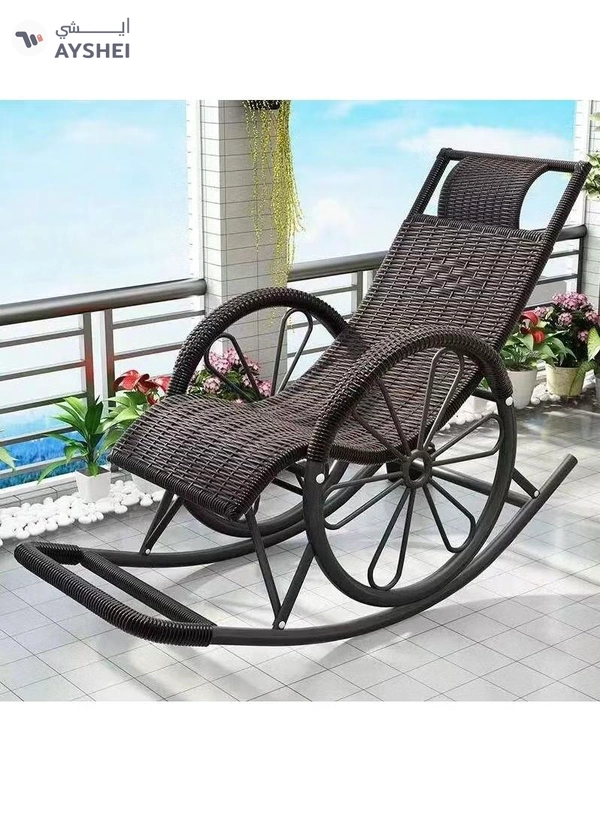 DubaiGallery Rocking Chair Recliner Adult Balcony Household Leisure Chair Outdoor Elderly Adult Nap Double Deck