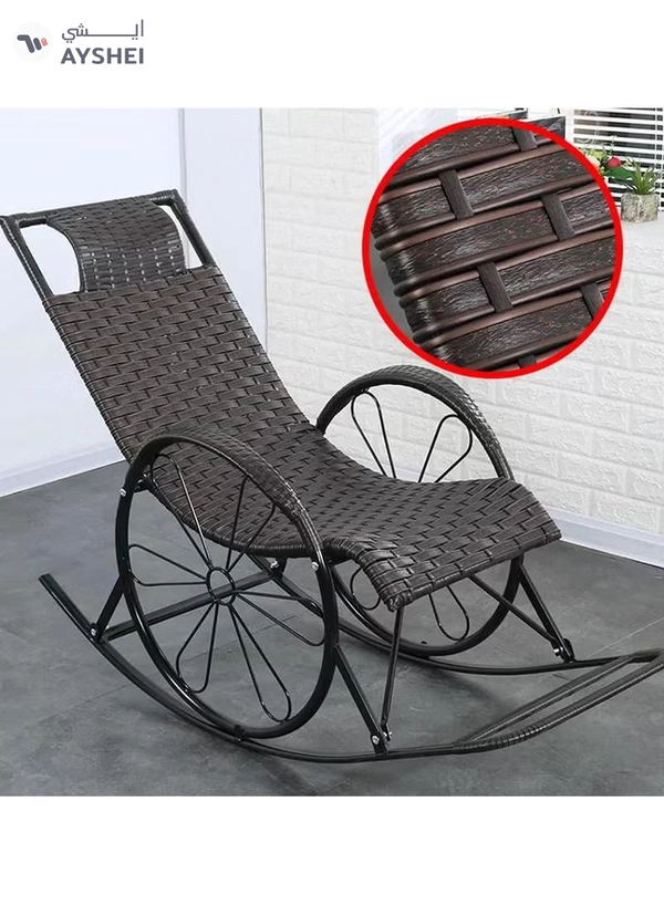 DubaiGallery Rocking Chair Recliner Adult Balcony Household Leisure Chair Outdoor Elderly Adult Nap Double Deck