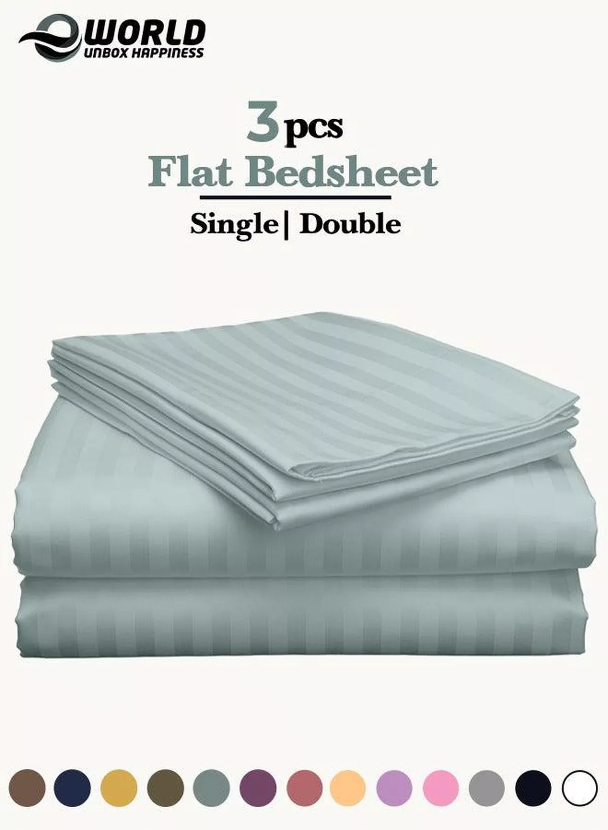 3 Piece Luxury Pastel Green Striped Bed Sheet Set with 1 Flat Sheet and 2 Pillowcases for Hotel and Home Crafted from Ultra Soft and Breathable For All Seasons Microfiber for Year-Round Comfort (Single/Double)