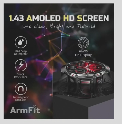 ARMFIT Hulk Smartwatch For Men, AMOLED Always On Display Bluetooth Calling Waterproof Fitness Watches Compatible With Android iOS Black-4
