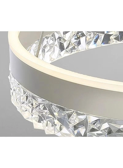 AL THURAYAT Modern and elegant LED chandelier with design. The chandelier LED 50 cm is made of white ring with crystal edges that hang from thin wires to give the place a magical light.-1