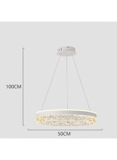 AL THURAYAT Modern and elegant LED chandelier with design. The chandelier LED 50 cm is made of white ring with crystal edges that hang from thin wires to give the place a magical light.-2