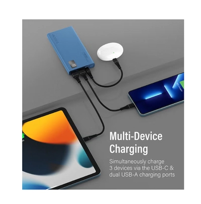 PROMATE 10000 mAh Compact Smart Charging Power Bank with Dual USB-A & USB-C Output 10W Blue-4