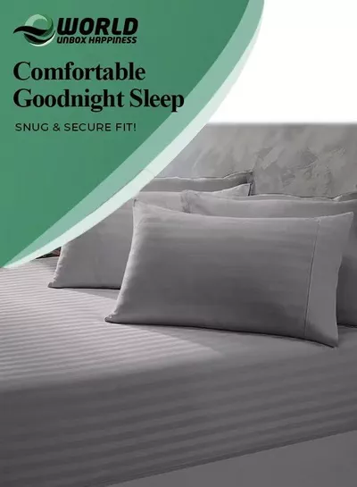 3 Piece Super King Grey Striped Bed Sheet Set – Ultra-Soft Microfiber Striped Sheet & 2 Pillowcases, Breathable Luxury Bedding for Home & Hotel Use-3
