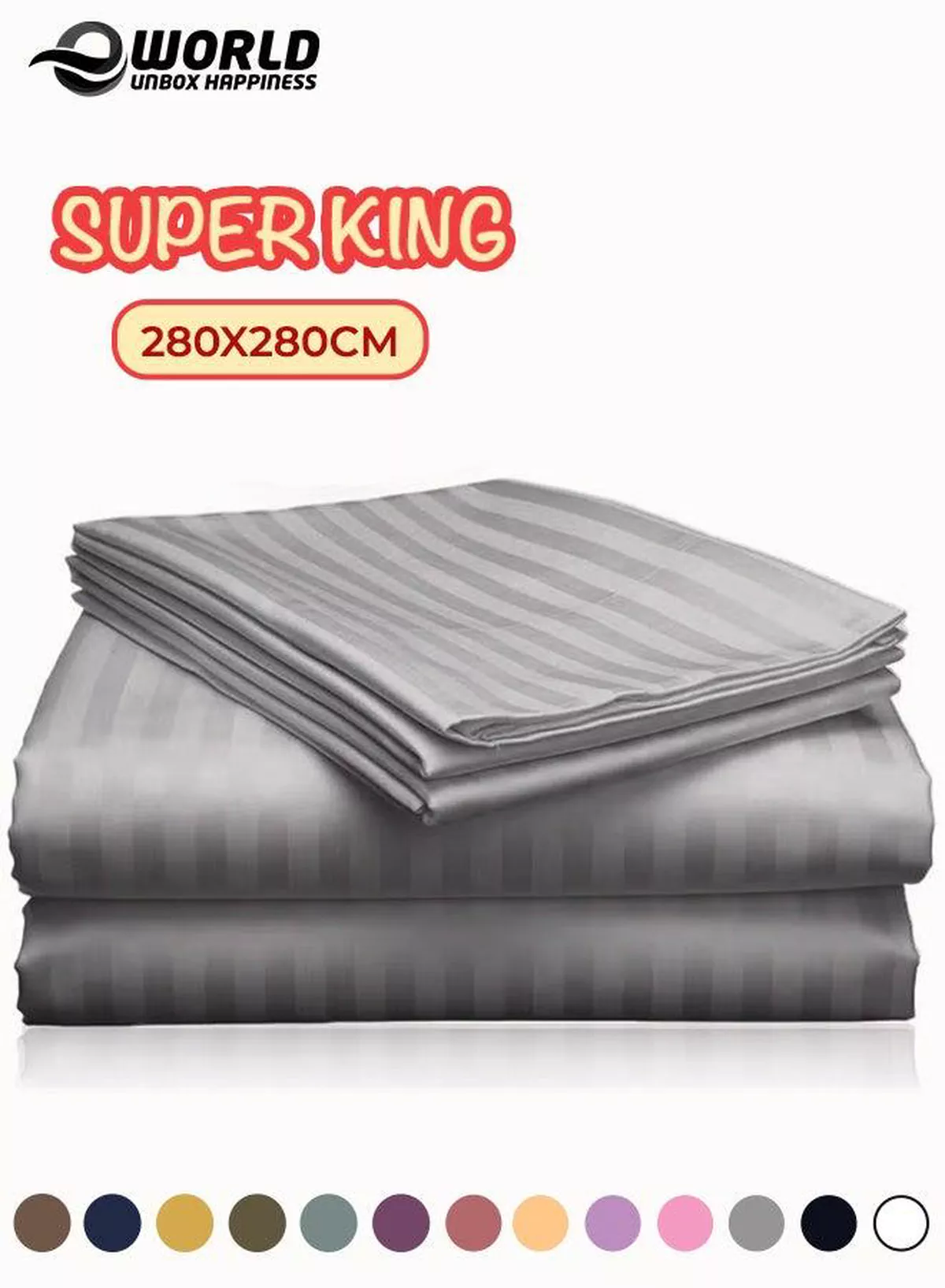 3 Piece Super King Grey Striped Bed Sheet Set – Ultra-Soft Microfiber Striped Sheet & 2 Pillowcases, Breathable Luxury Bedding for Home & Hotel Use