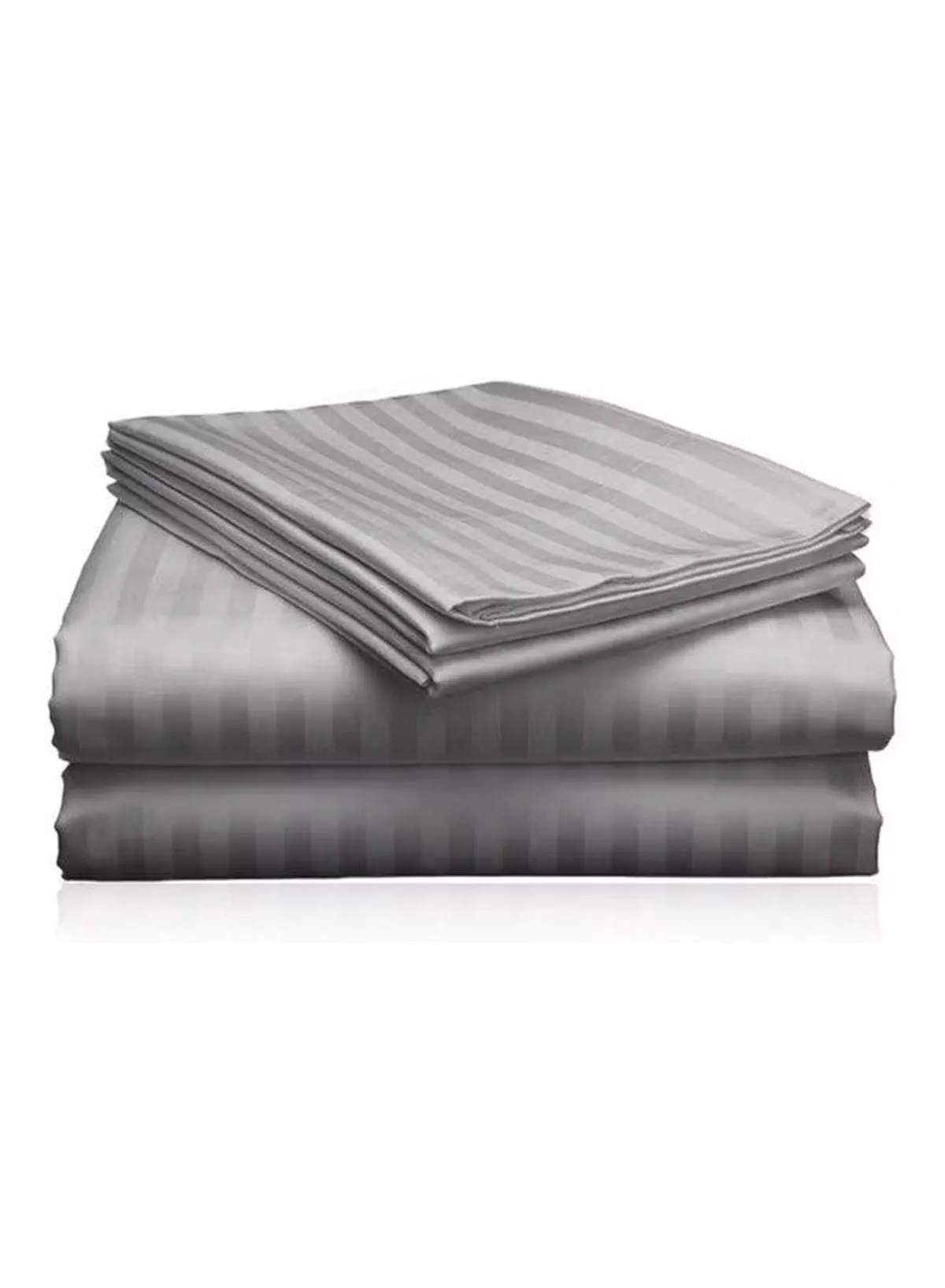 3 Piece Super King Grey Striped Bed Sheet Set – Ultra-Soft Microfiber Striped Sheet & 2 Pillowcases, Breathable Luxury Bedding for Home & Hotel Use-2-2