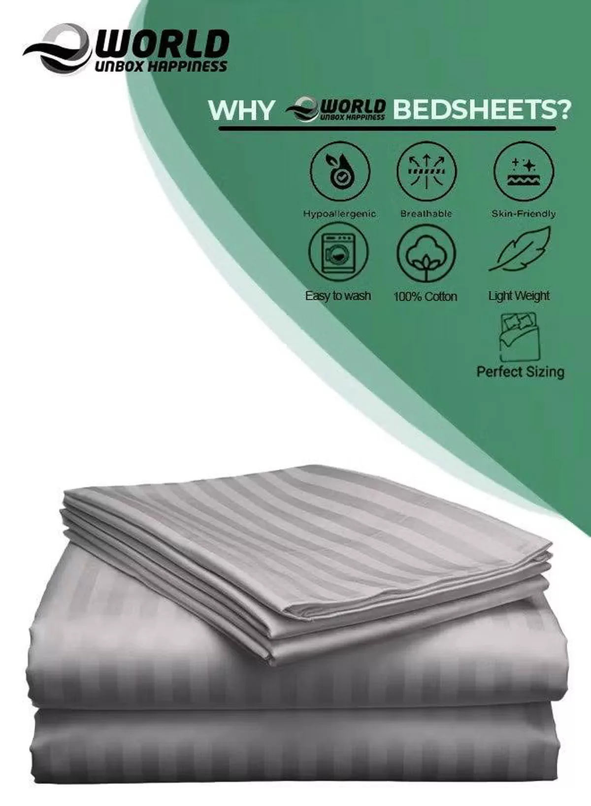 3 Piece Super King Grey Striped Bed Sheet Set – Ultra-Soft Microfiber Striped Sheet & 2 Pillowcases, Breathable Luxury Bedding for Home & Hotel Use-4-4