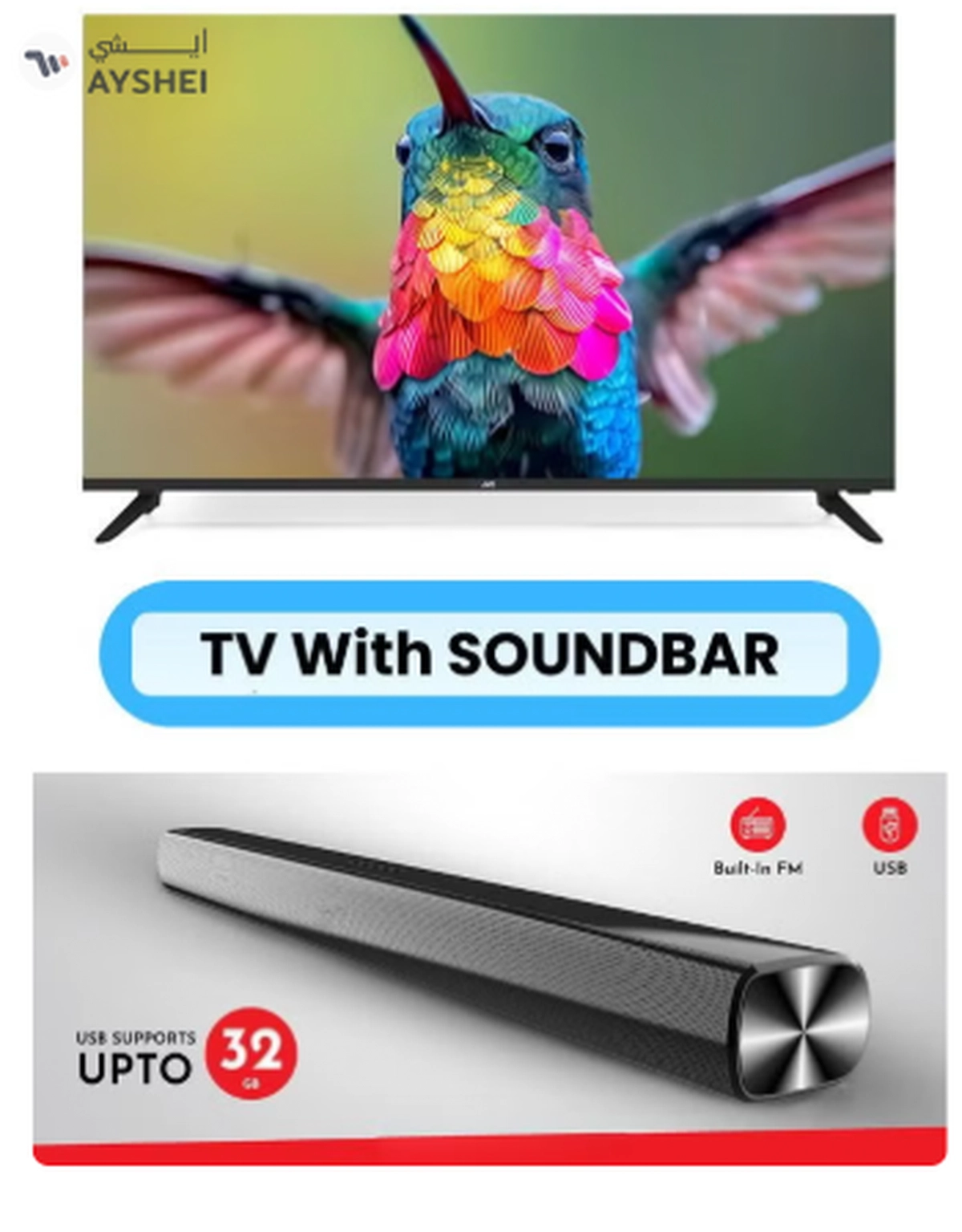 JVC 70-Inch 4K UHD LED Smart TV with HDR10, Android 13, 60Hz Refresh Rate, and 30W 2.0 Channel Soundbar with Bluetooth, HDMI ARC, USB, Optical Inputs LT-70N7105+SOUNDBAR Black-2-2