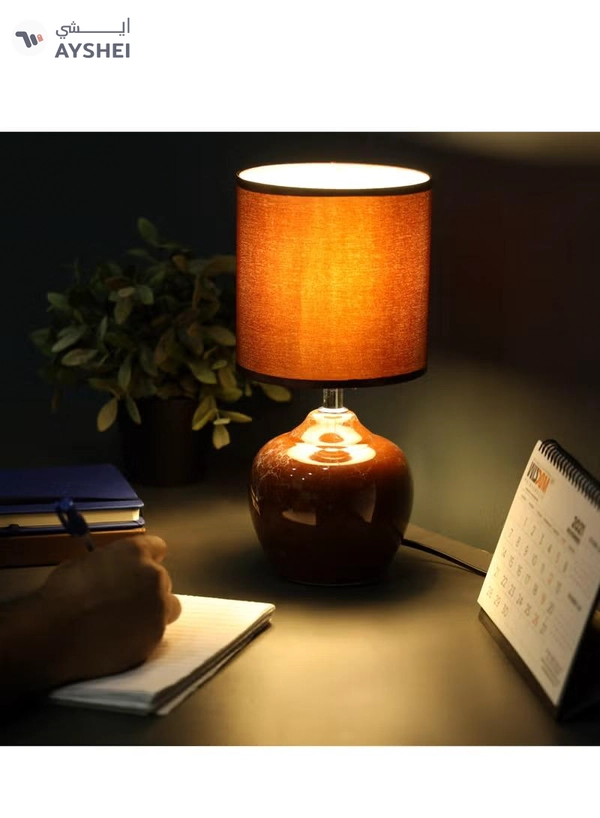 Epsilon Table Lamp- EPSTL194 with Ceramic Base, Lampshade, Perfect for Studying, Working
