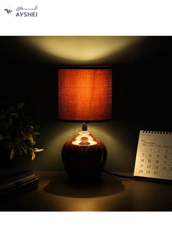 Epsilon Table Lamp- EPSTL194 with Ceramic Base, Lampshade, Perfect for Studying, Working