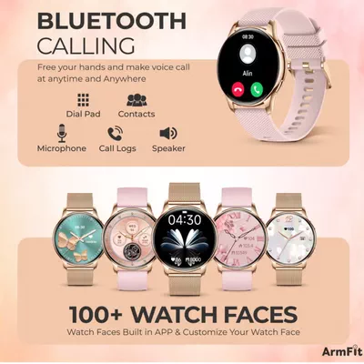 Queen Smart Watch For Women With AMOLED Always On Display Bluetooth Calling Waterproof Fitness Watches For Android iOS Gold-4