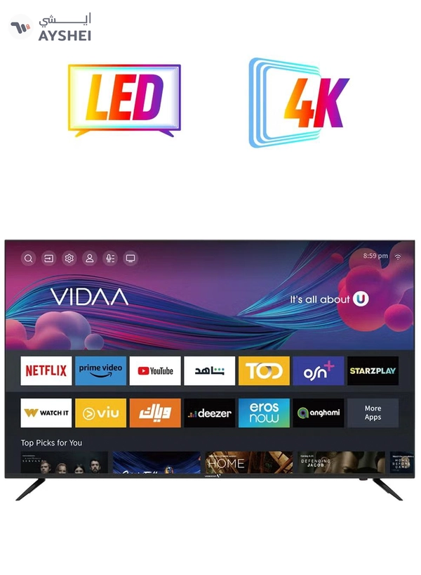 VIDEOCON 55 Inch Edgeless 4K UHD Smart TV With Bluetooth, Voice Mouse And Dolby Audio 2024 E55ELVD1100 Black