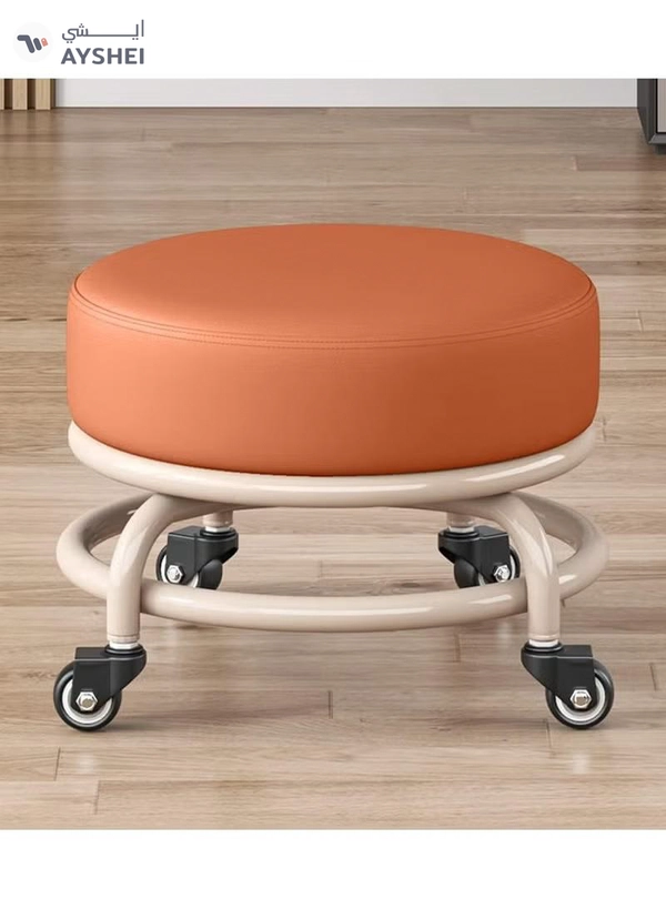 DubaiGallery Rolling Stools with 4 Wheels, Modern Low Seat Stool with Wheels for Home, Office, Shop, Living Room, Kitchen, Garage or Sofa, Footstool, Modern Rolling Seat