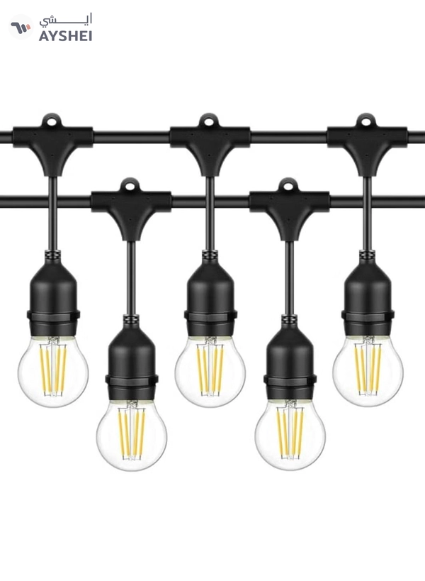 Yuwell Outdoor Waterproof IP65 Led String Lights E27 Holder 10 Meter Bulb Holder Wire With 20 Bulbs 4W G45 Clear With EU Plug Solar Bulb Holder For Ramadan Decoration Lights And Outdoor Decoration Light Hanging Light String Wire Ramadan Light For Commercial Patio Garden & Porch Yard